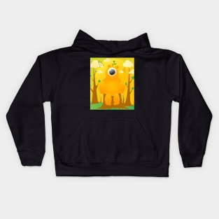 cartoon one eyed monster with cute design Kids Hoodie